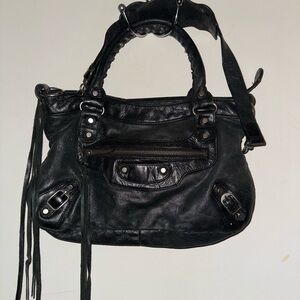 Black Y2K City Leather Handbag